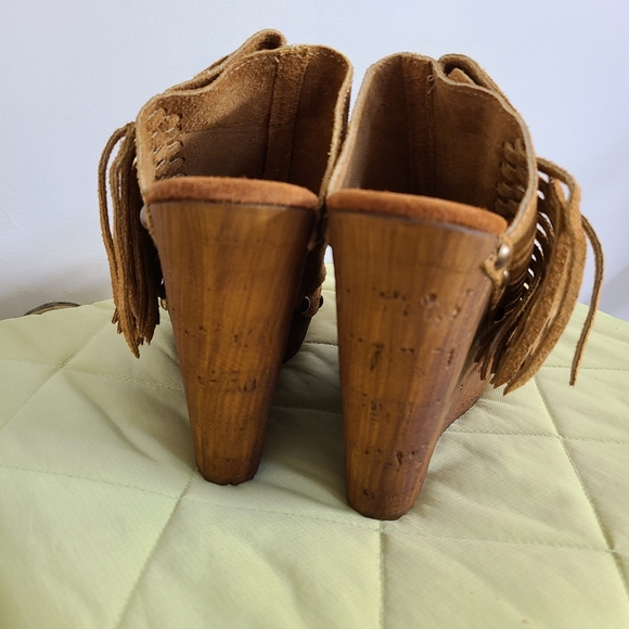 Sbicca Vintage Collection Wedge Fringed Mules Clogs - Picture 5 of 10